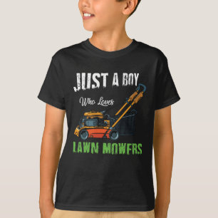 Just A Boy Who Love Lawn Mowing Lawn Mower Farm T-Shirt