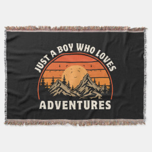 just a boy who loves adventures throw blanket