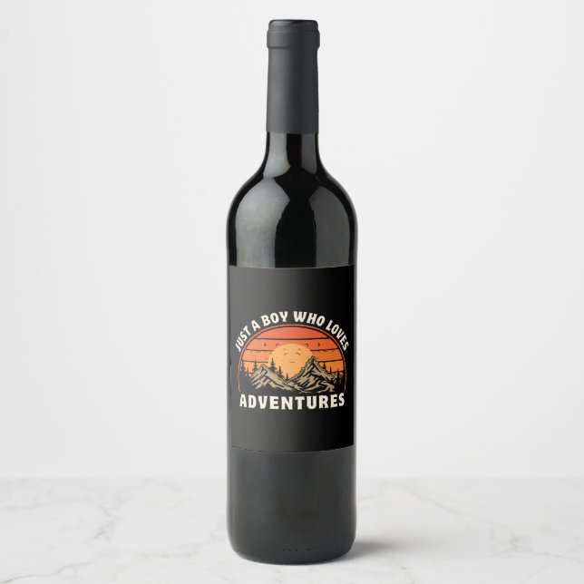 just a boy who loves adventures wine label (Front)