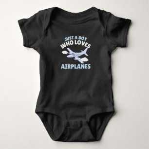 Just a boy who loves aeroplanes baby bodysuit