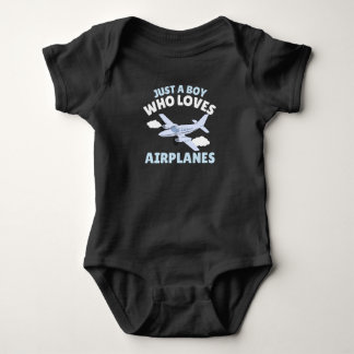 Just a boy who loves aeroplanes baby bodysuit