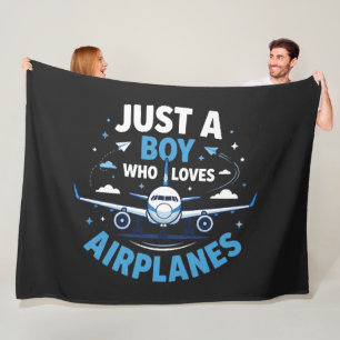 Just A Boy who Loves Aeroplanes Fleece Blanket