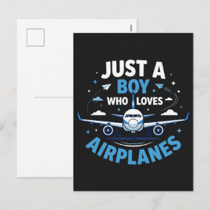 Just A Boy who Loves Aeroplanes  Holiday Postcard