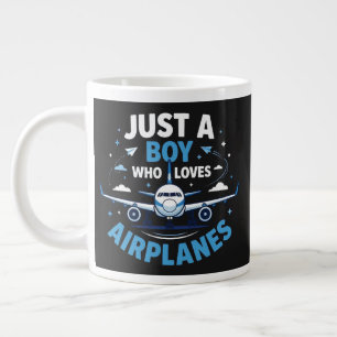 Just A Boy who Loves Aeroplanes Large Coffee Mug