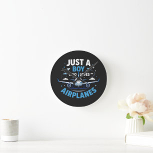 Just A Boy who Loves Aeroplanes Round Clock