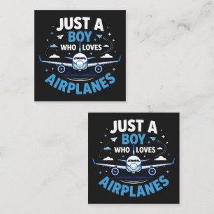 Just A Boy who Loves Aeroplanes Square Business Card