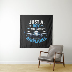 Just A Boy who Loves Aeroplanes Tapestry