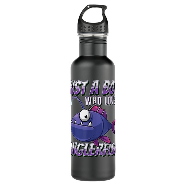 Just A Boy Who Loves Anglerfish Angler Fish Fishin 710 Ml Water Bottle (Front)