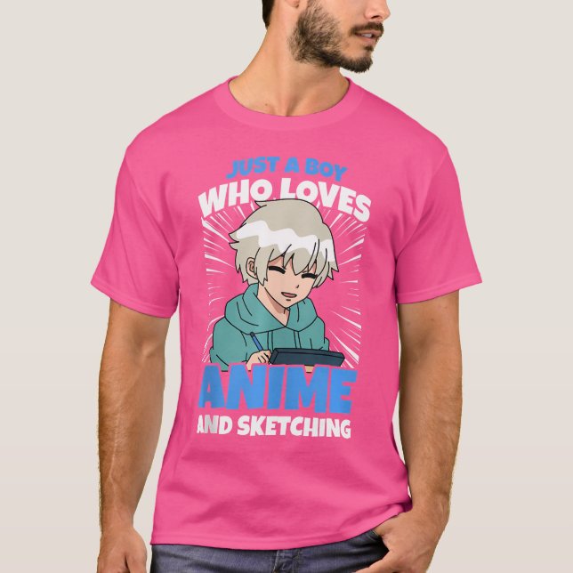 Just A Boy Who Loves Anime And Sketching Teen Boys T-Shirt (Front)
