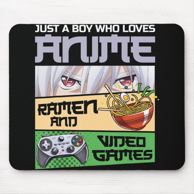 Just A Boy Who Loves Anime Ramen and Video Games G Mouse Mat (Front)