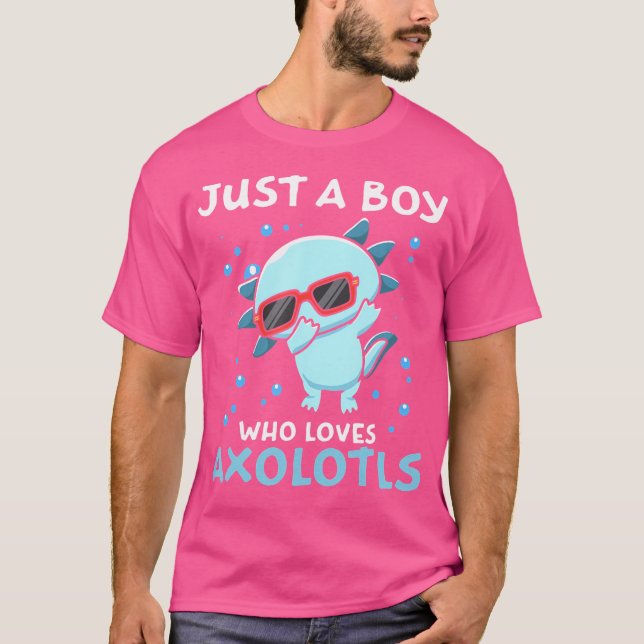 Just A Boy Who Loves Axolotls Dabbing Salamander A T-Shirt (Front)