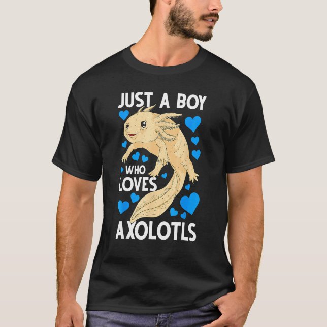 Just A Boy Who Loves Axolotls Mexican Salamander A T-Shirt (Front)