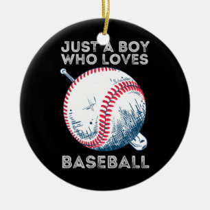 Just a Boy Who Loves Baseball Batter baseball Ball Ceramic Tree Decoration