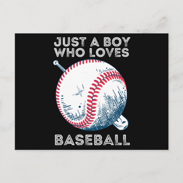 Just a Boy Who Loves Baseball Batter baseball Ball Holiday Postcard (Front)