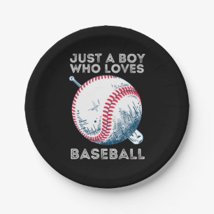 Just a Boy Who Loves Baseball Batter baseball Ball Paper Plate