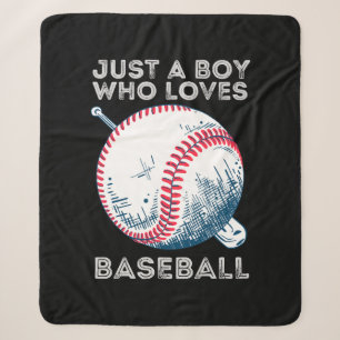 Just a Boy Who Loves Baseball Batter baseball Ball Sherpa Blanket