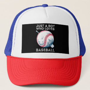 Just a Boy Who Loves Baseball Batter baseball Ball Trucker Hat