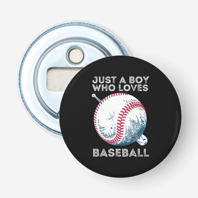 Just a Boy Who Loves Baseball Bottle Opener (Front)