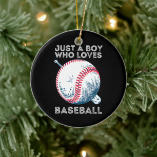 Just a Boy Who Loves Baseball Ceramic Tree Decoration