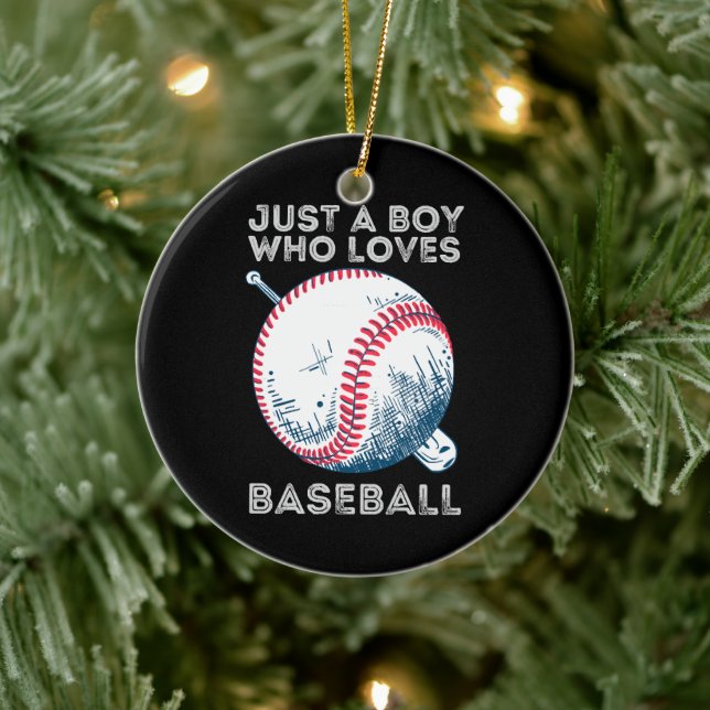 Just a Boy Who Loves Baseball Ceramic Tree Decoration (Tree)