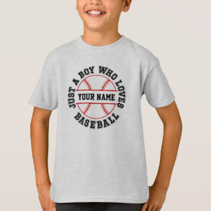 Just A Boy Who Loves Baseball Custom Name T-Shirt