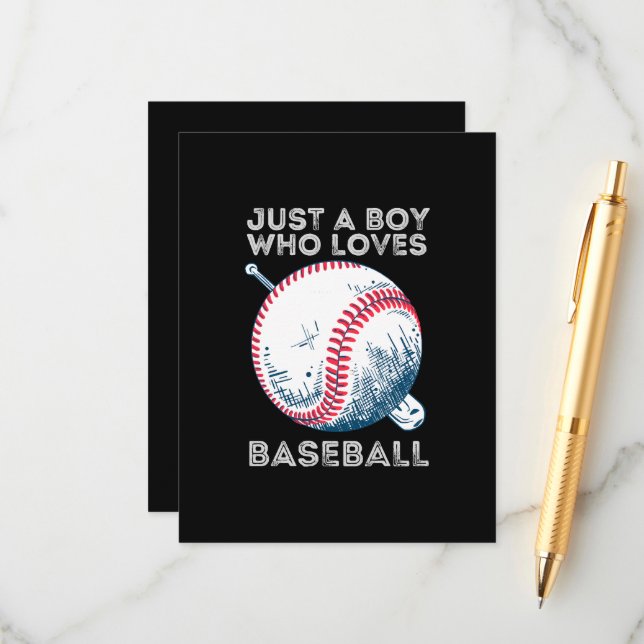Just a Boy Who Loves Baseball Enclosure Card (Front/Back In Situ)