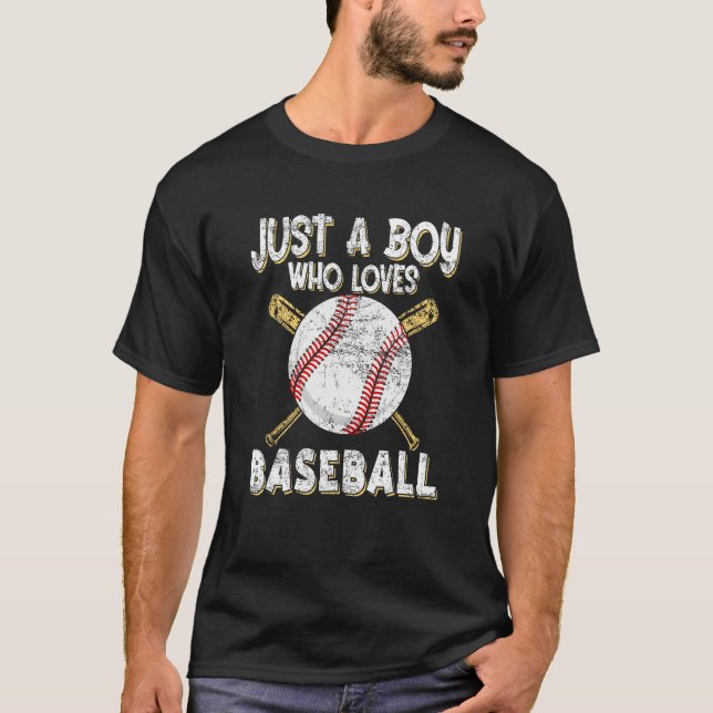 Just a Boy who loves Baseball Pitcher Pitch Catche T-Shirt (Front)