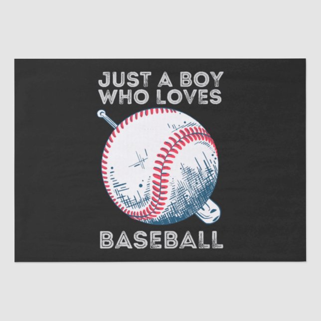 Just a Boy Who Loves Baseball Tissue Paper (Front)