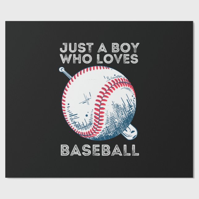 Just a Boy Who Loves Baseball Wrapping Paper (Flat)