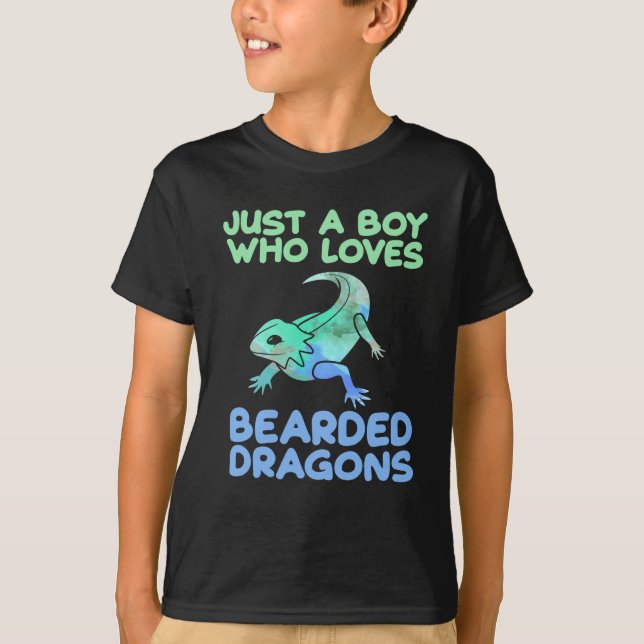 Just A Boy Who Loves Bearded Dragons  Lizard T-Shirt (Front)