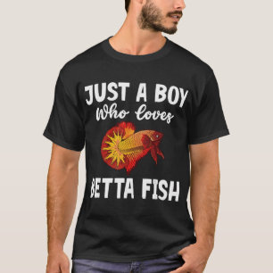 Just A Boy Who Loves Betta Fish Vintage Siamese Fi T-Shirt