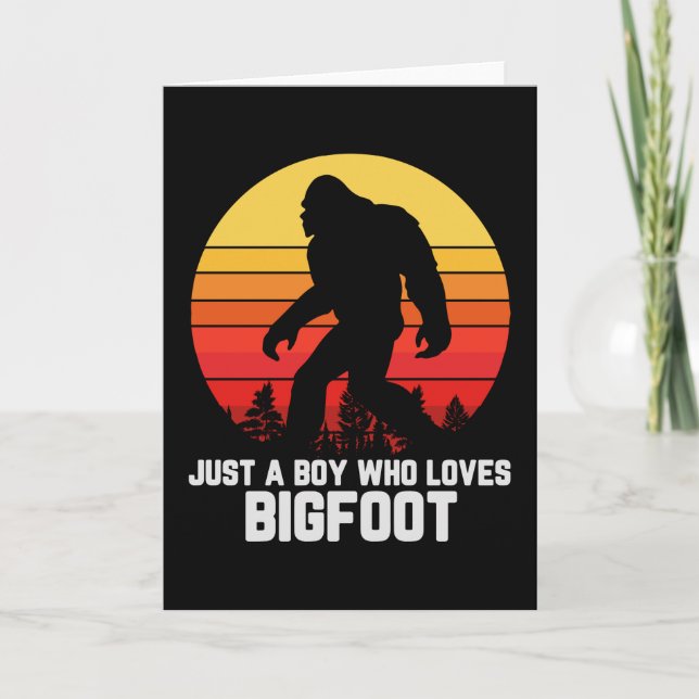 Just A Boy Who Loves BIGFOOT | Bigfoot Retro Card (Front)