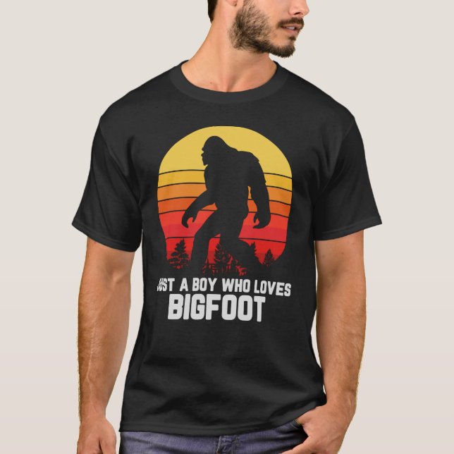 Just A Boy Who Loves BIGFOOT | Bigfoot Retro T-Shirt (Front)