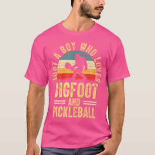 Just A Boy Who Loves Bigfoot Sasquatch Pickleball T-Shirt