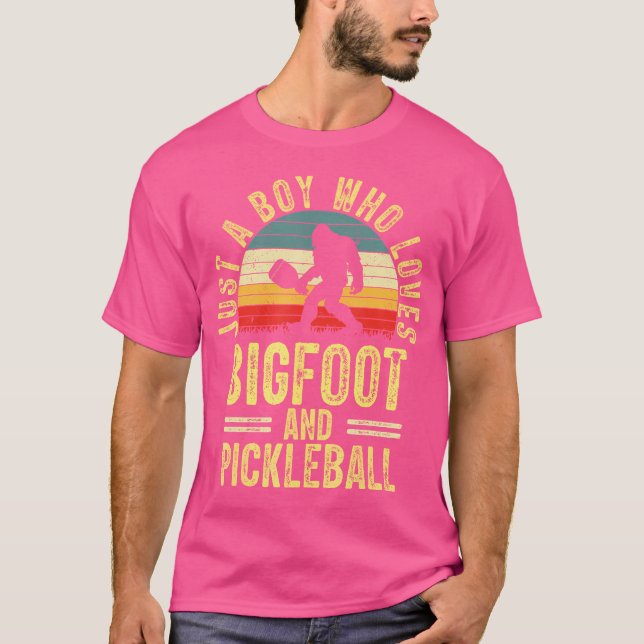 Just A Boy Who Loves Bigfoot Sasquatch Pickleball  T-Shirt (Front)