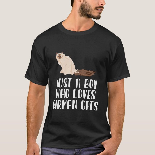 Just A Boy Who Loves Birman Cats T-Shirt (Front)