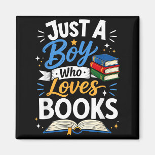 Just A Boy Who Loves Books Reading Book Club Kids Magnet