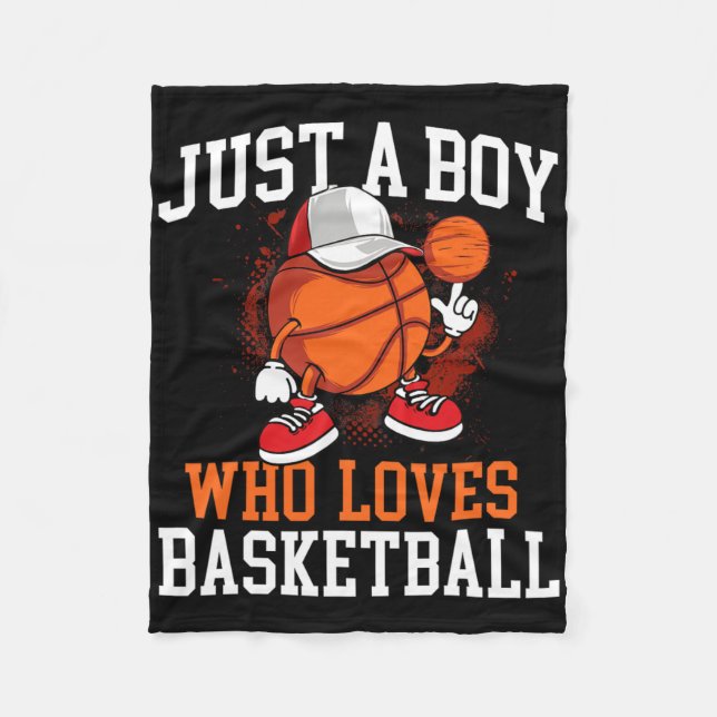 Just A Boy Who Loves Bysketbyll - Player Hoops  Fleece Blanket (Front)