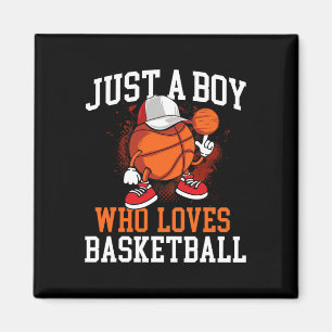 Just A Boy Who Loves Bysketbyll - Player Hoops  Magnet