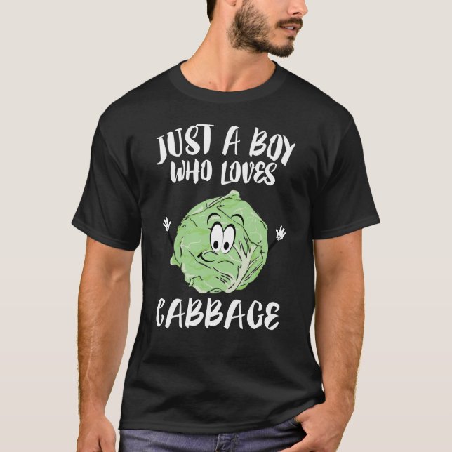 Just A Boy Who Loves Cabbage Vegetable T-Shirt (Front)