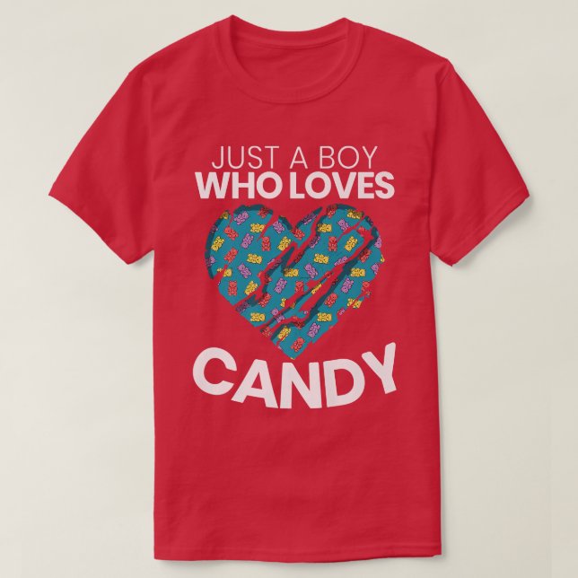 Just A Boy Who Loves Candy Sweet Sugar Lollipop De T-Shirt (Design Front)