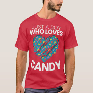 Just A Boy Who Loves Candy Sweet Sugar Lollipop De T-Shirt