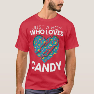 Just A Boy Who Loves Candy Sweet Sugar Lollipop De T-Shirt