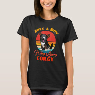 Just A Boy Who Loves Cardigan Welsh Corgi Dog T-Shirt