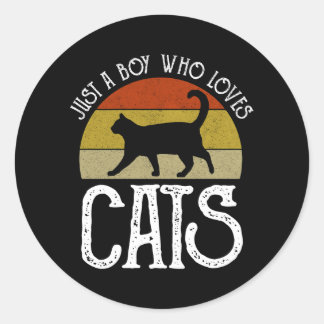 Just A Boy Who Loves Cats Classic Round Sticker
