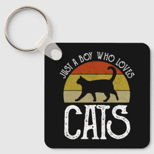 Just A Boy Who Loves Cats Key Ring