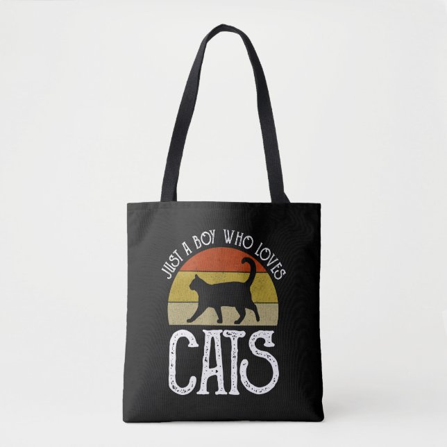 Just A Boy Who Loves Cats Tote Bag (Front)