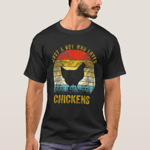 Just A Boy Who Loves Chicken Lover Animals Vintage T-Shirt
