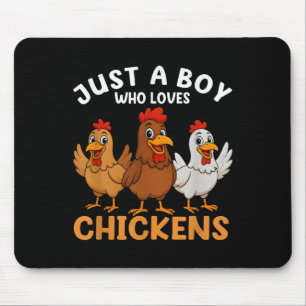 Just A Boy Who Loves Chickens Kids Boys Chicken Mouse Mat