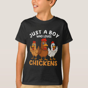Just A Boy Who Loves Chickens Kids Boys Chicken  T-Shirt